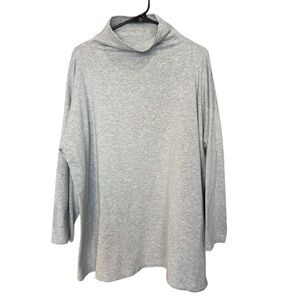 Eileen Fisher Grey Organic Cotton Lofty Oversized Boxy Turtle Neck Sweater